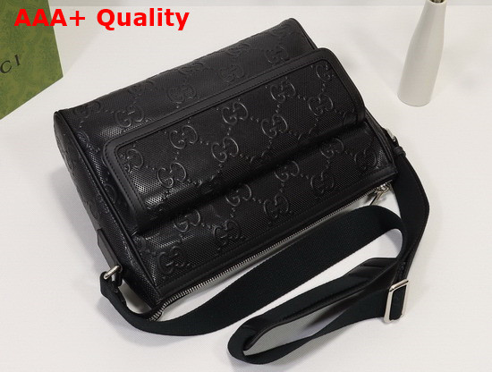 Gucci GG Embossed Messenger Bag Black GG Embossed Leather 658565 Replica