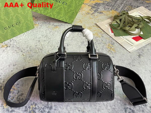 Gucci GG Embossed Mini Duffle Bag in Black Leather 725292 Replica