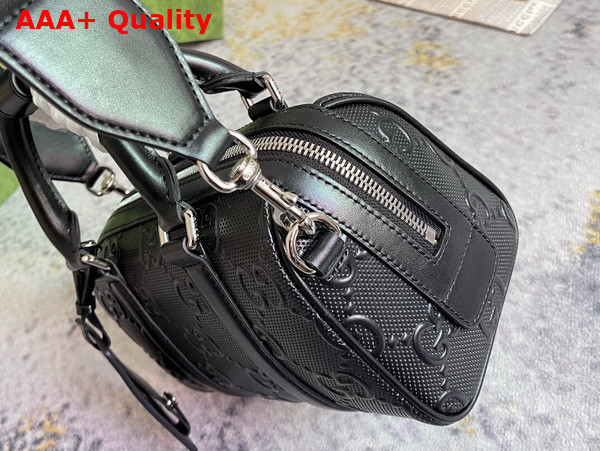 Gucci GG Embossed Mini Duffle Bag in Black Leather 725292 Replica