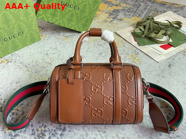 Gucci GG Embossed Mini Duffle Bag in Brown Leather 725292 Replica