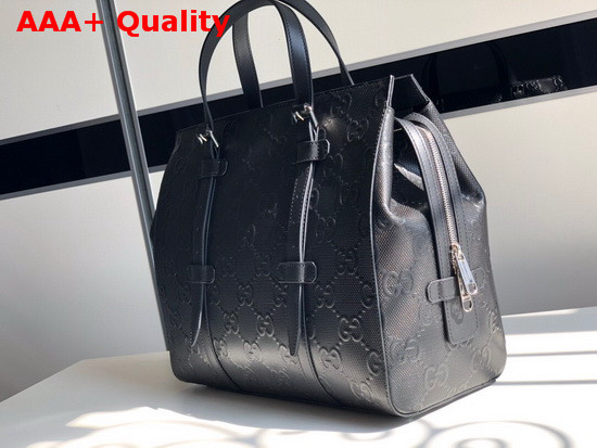 Gucci GG Embossed Tote Bag in Black GG Embossed Leather 625774 Replica