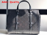 Gucci GG Embossed Tote Bag in Black GG Embossed Leather 625774 Replica