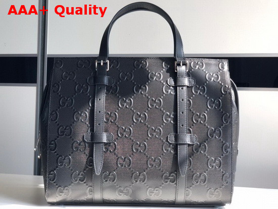 Gucci GG Embossed Tote Bag in Black GG Embossed Leather 625774 Replica