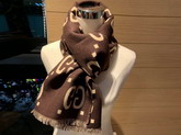 Gucci GG Jacquard Wool Silk Scarf in Brown Wool Silk