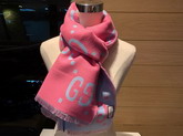 Gucci GG Jacquard Wool Silk Scarf in Pink and Blue Wool Silk 505395