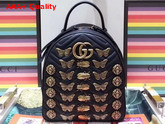 Gucci GG Marmont Animal Studs Leather Backpack in Black Leather Replica