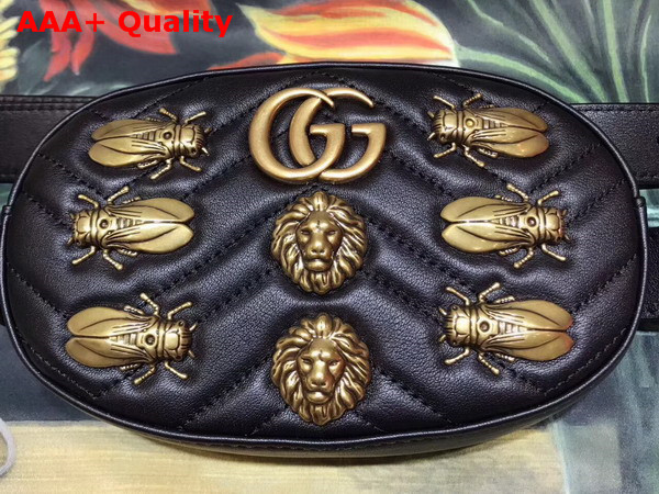 Gucci GG Marmont Animal Studs Leather Belt Bag Black Leather Replica