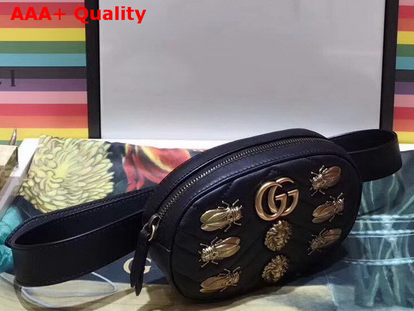 Gucci GG Marmont Animal Studs Leather Belt Bag Black Leather Replica