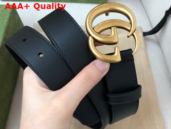 Gucci GG Marmont Belt with Shiny Buckle Black Leather 414516 Replica