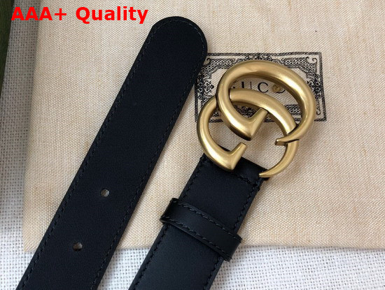 Gucci GG Marmont Belt with Shiny Buckle Black Leather 414516 Replica