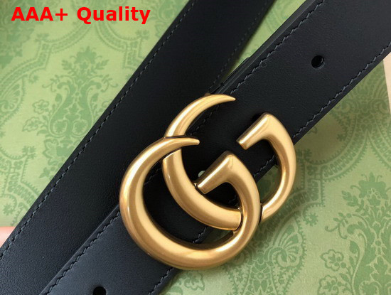 Gucci GG Marmont Belt with Shiny Buckle Black Leather 414516 Replica