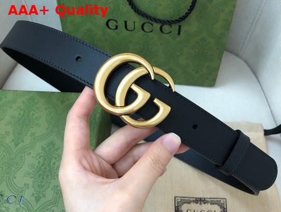 Gucci GG Marmont Belt with Shiny Buckle Black Leather 414516 Replica