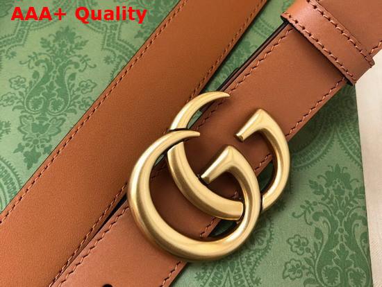 Gucci GG Marmont Belt with Shiny Buckle Brown Leather 414516 Replica