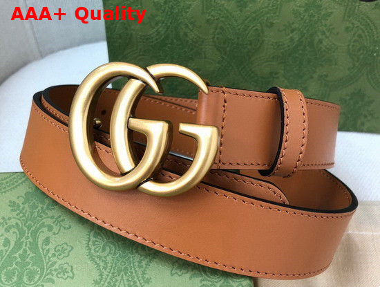 Gucci GG Marmont Belt with Shiny Buckle Brown Leather 414516 Replica