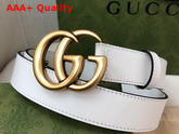 Gucci GG Marmont Belt with Shiny Buckle White Leather 414516 Replica