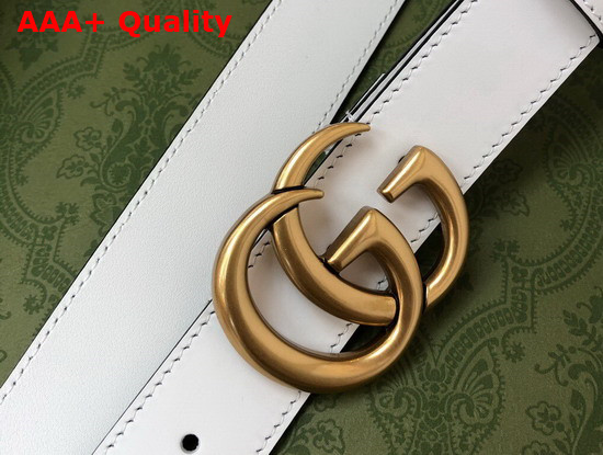 Gucci GG Marmont Belt with Shiny Buckle White Leather 414516 Replica