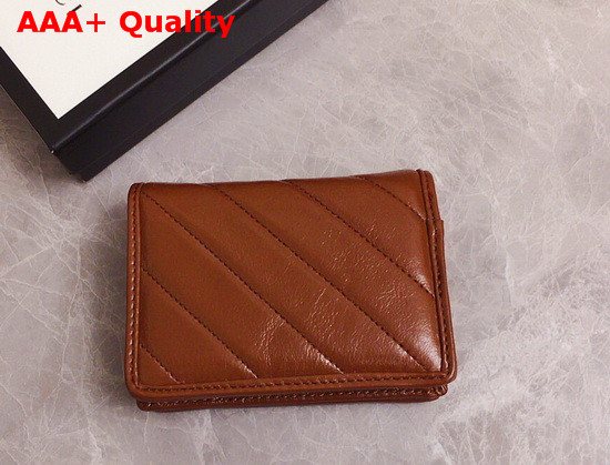 Gucci GG Marmont Card Case Wallet in Brown Diagonal Matelasse Leather 466492 Replica