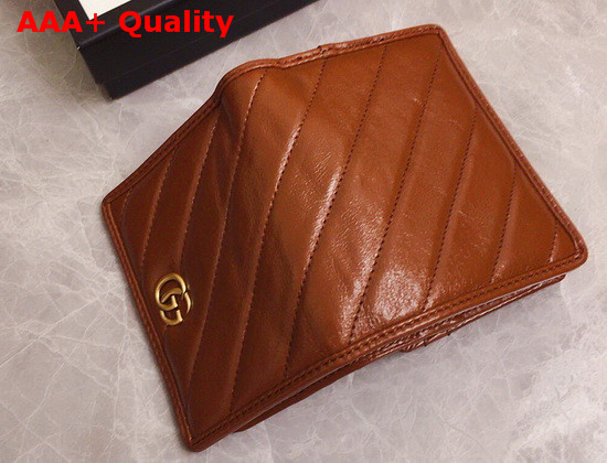 Gucci GG Marmont Card Case Wallet in Brown Diagonal Matelasse Leather 466492 Replica