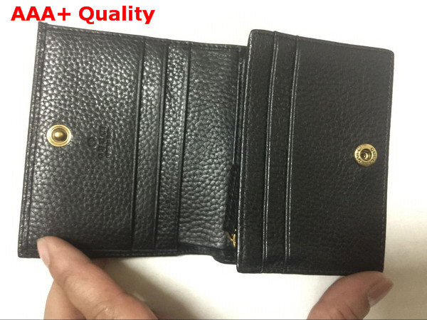 Gucci GG Marmont Card Case in Black Grain Leather Replica