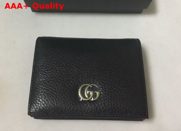 Gucci GG Marmont Card Case in Black Grain Leather Replica