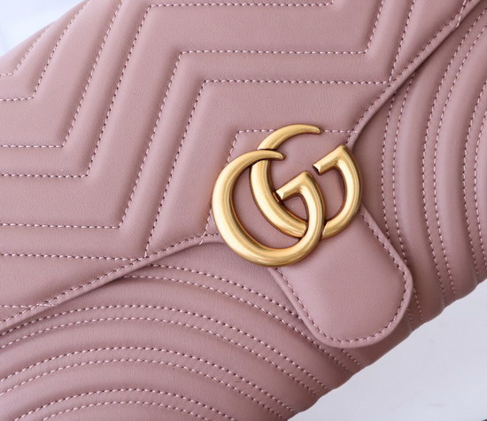 Gucci GG Marmont Clutch in Dusty Pink Matelasse Chevron Leather with a Heart 498079