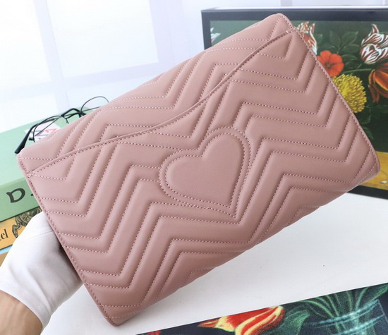 Gucci GG Marmont Clutch in Dusty Pink Matelasse Chevron Leather with a Heart 498079