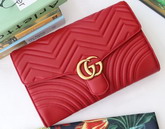 Gucci GG Marmont Clutch in Red Matelasse Chevron Leather with a Heart 498079