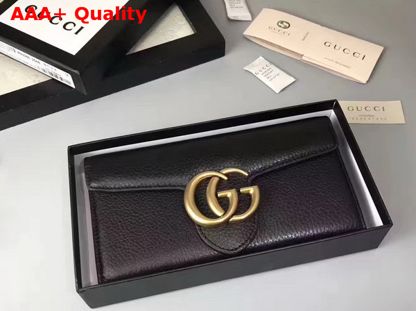 Gucci GG Marmont Continental Wallet in Black Grain Leather Replica