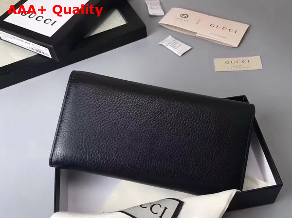 Gucci GG Marmont Continental Wallet in Black Grain Leather Replica