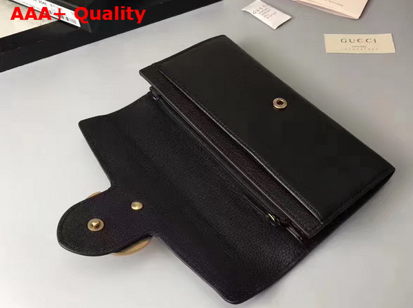 Gucci GG Marmont Continental Wallet in Black Grain Leather Replica