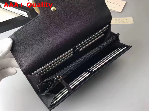 Gucci GG Marmont Continental Wallet in Black Grain Leather Replica