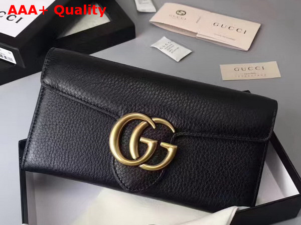 Gucci GG Marmont Continental Wallet in Black Grain Leather Replica