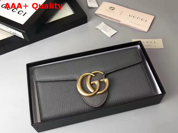 Gucci GG Marmont Continental Wallet in Grey Grain Leather Replica