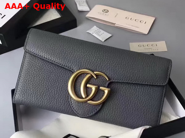 Gucci GG Marmont Continental Wallet in Grey Grain Leather Replica