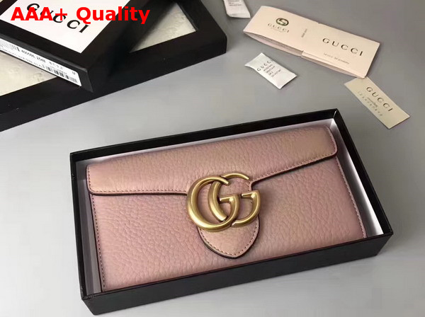 Gucci GG Marmont Continental Wallet in Light Pink Grain Leather Replica