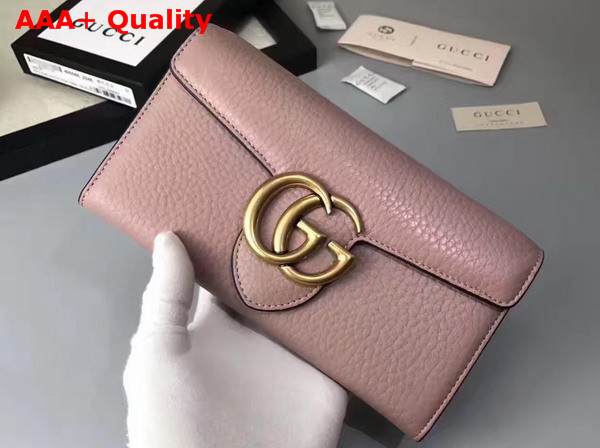 Gucci GG Marmont Continental Wallet in Light Pink Grain Leather Replica