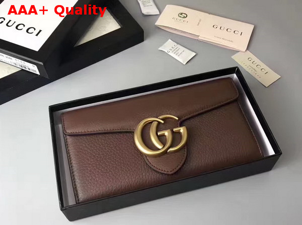 Gucci GG Marmont Continental Wallet in Nut Brown Grain Leather Replica