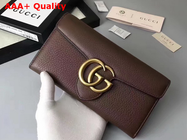 Gucci GG Marmont Continental Wallet in Nut Brown Grain Leather Replica