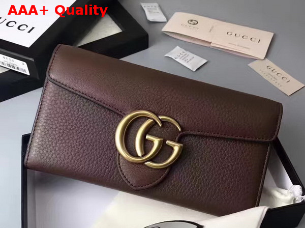 Gucci GG Marmont Continental Wallet in Nut Brown Grain Leather Replica