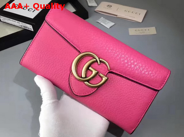 Gucci GG Marmont Continental Wallet in Peach Grain Leather Replica