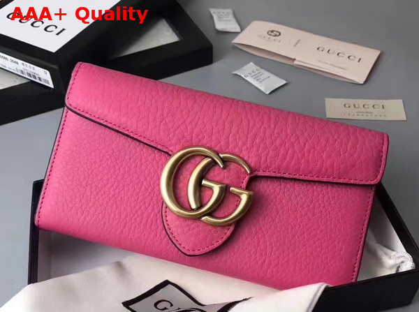 Gucci GG Marmont Continental Wallet in Peach Grain Leather Replica