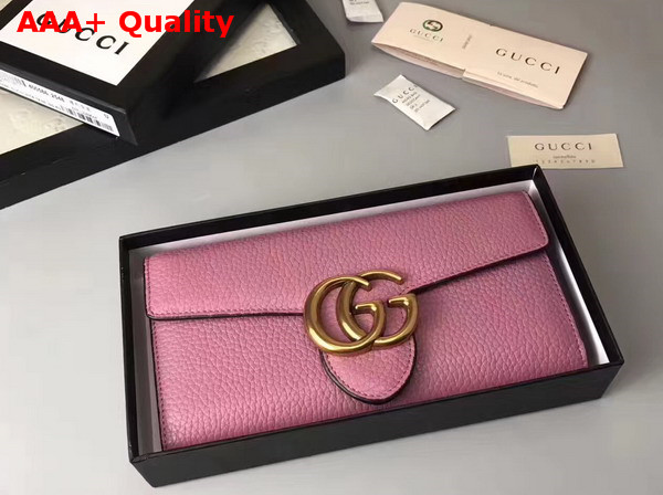 Gucci GG Marmont Continental Wallet in Pink Grain Leather Replica