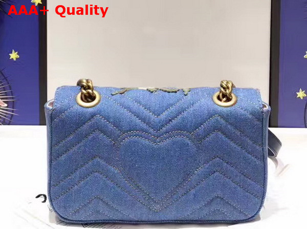 Gucci GG Marmont Embroidered Denim Mini Bag Blue Chevron Replica