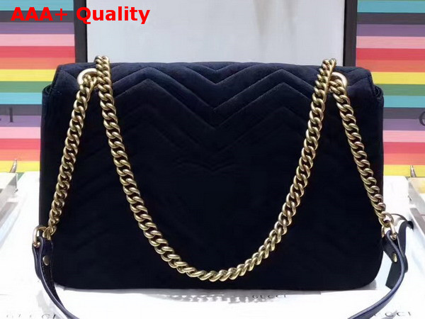 Gucci GG Marmont Embroidered Velvet Bag Loved Applique Black Chevron Velvet Replica