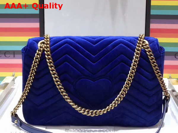 Gucci GG Marmont Embroidered Velvet Bag Modern Applique Blue Chevron Velvet Replica