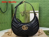 Gucci GG Marmont Half Moon Shaped Mini Bag in Black Matelasse Chevron Leather 699514 Replica