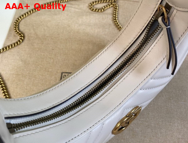 Gucci GG Marmont Half Moon Shaped Mini Bag in White Matelasse Chevron Leather 699514 Replica