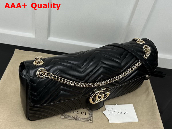 Gucci GG Marmont Large Shoulder Bag in Black Matelasse Chevron Leather 788371 Replica