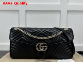 Gucci GG Marmont Large Shoulder Bag in Black Matelasse Chevron Leather 788371 Replica