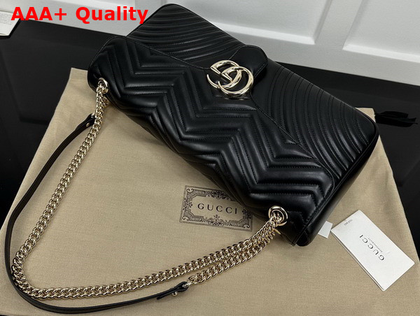 Gucci GG Marmont Large Shoulder Bag in Black Matelasse Chevron Leather 788371 Replica